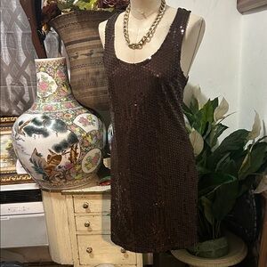 Sequin Brown Mini Dress